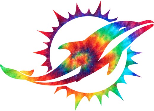 Miami Dolphins rainbow spiral tie-dye logo vinyl decal